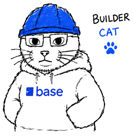 BuilderCat wearing a Base hoodie